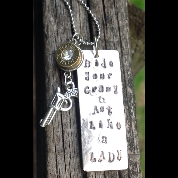 Bullet and Hand Stamped Necklace