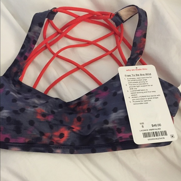 Free to be wild bra lululemon size 8