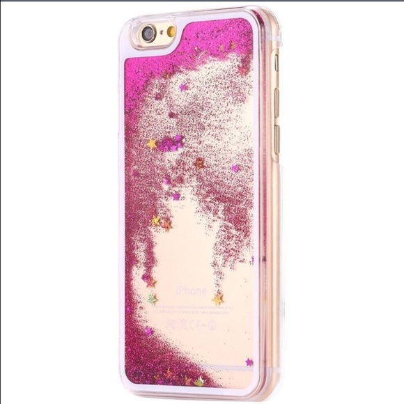 (2)Hot Pink iPhone 6 Glitter Waterfall Case