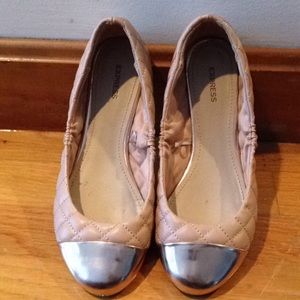 Express light pink, rose gold toe ballet flats