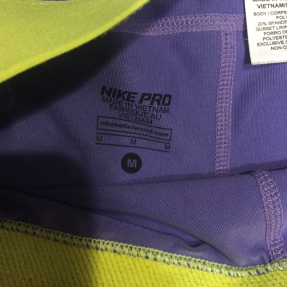 Lavender and neon Nike tights - Picture 3 of 3