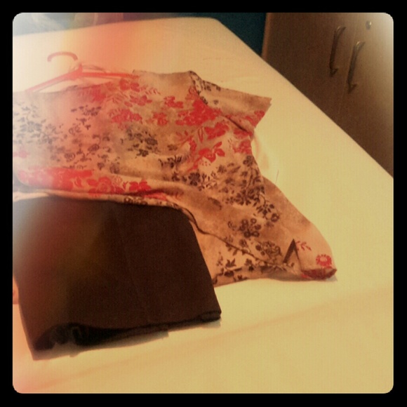 Dress shirt with brown skirt