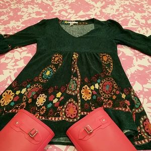 Wintry green baby doll dress (wear w/tights, boots