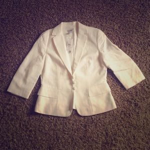 BNWT Ann Taylor LOFT White Jacquard Blazer