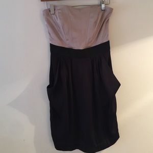Gray and black strapless mini