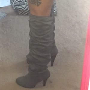 Dark grey slouchy  knee high boot