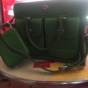 Auth Dooney & Bourke DoublePocket Tote Green