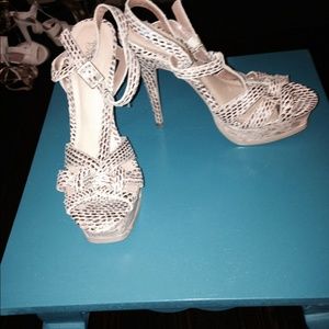 Animal print strappy heels