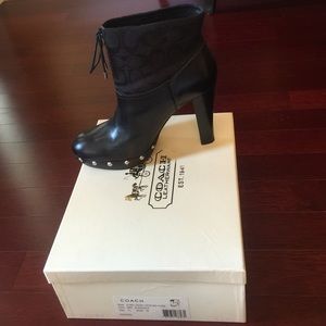Black Coach Studded Ankle Boots