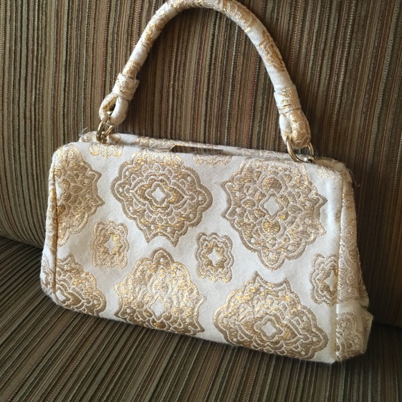 Banana Republic Gold & Cream Clutch