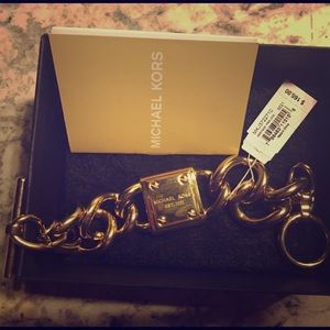 Michael Kors Gold Logo Plaque Chain ToggleBracelet