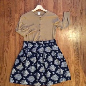 Navy Floral Print Skirt