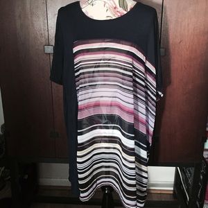 Short sleeve half sheer tunic