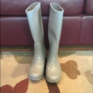 Shiny grey rain boots
