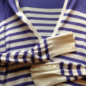 Purple and white striped long sleeve cardigan