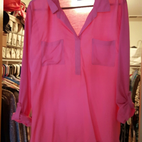 Pink tunic v-neck top - Picture 1 of 3