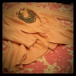 Ruffled Peplum sweater (pale pink color) NWT