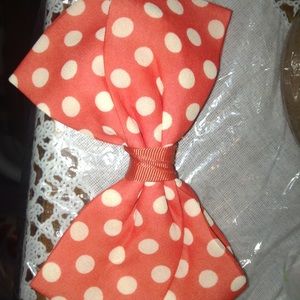 Orange and White Polkadot Hair Bow