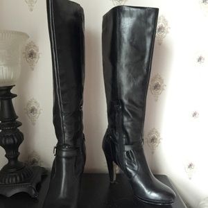 Aldo "Hortensia" Black Tall Leather Boots.