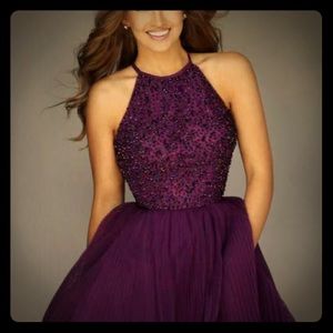 Purple Sherri hill beaded too bodice short dress.
