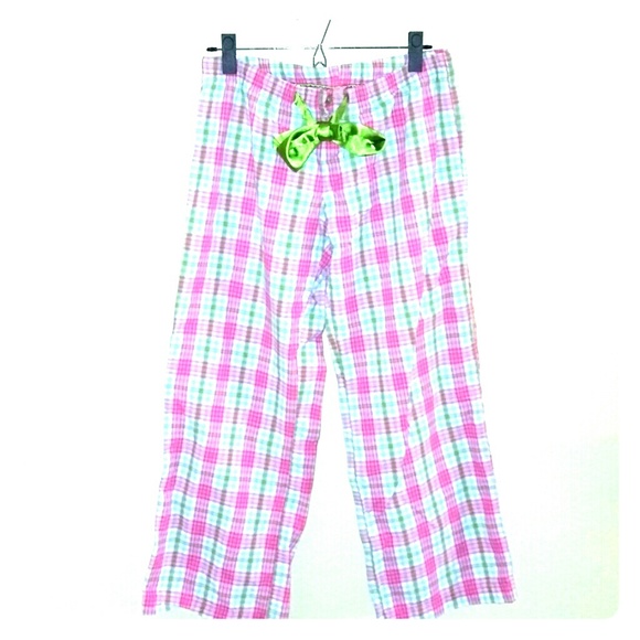 VS Plaid pink and green Capri PJ pants