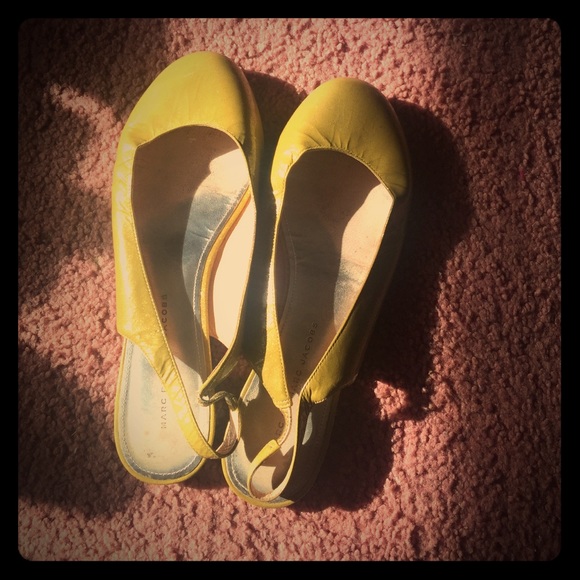 Lime green slingback flats