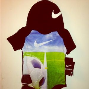 Soccer lover Nike Onsie with cap.  Adorable