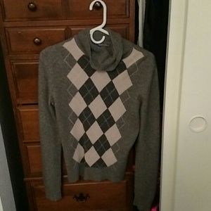 Plaid cashmere turtleneck