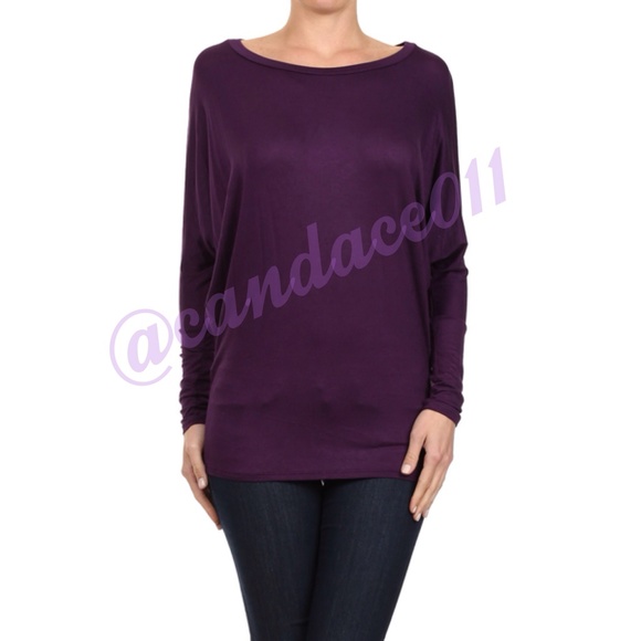 Plum Long Sleeved Dolman Top - Picture 2 of 4