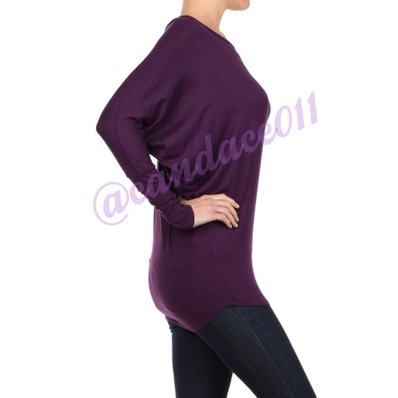 Plum Long Sleeved Dolman Top - Picture 3 of 4