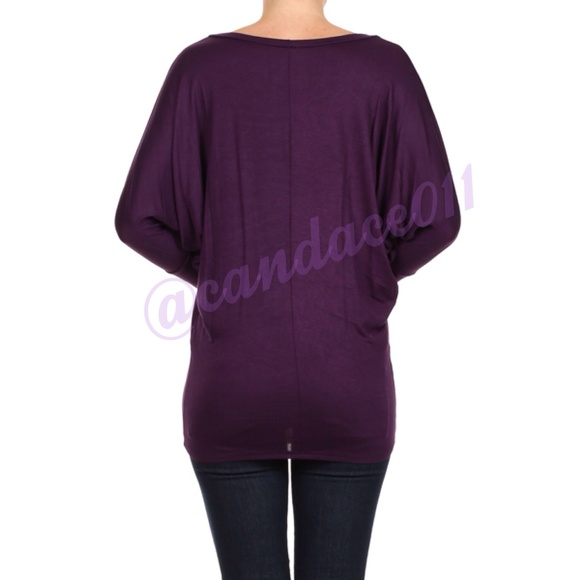 Plum Long Sleeved Dolman Top - Picture 4 of 4