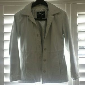 White leather jacket by Wilsons