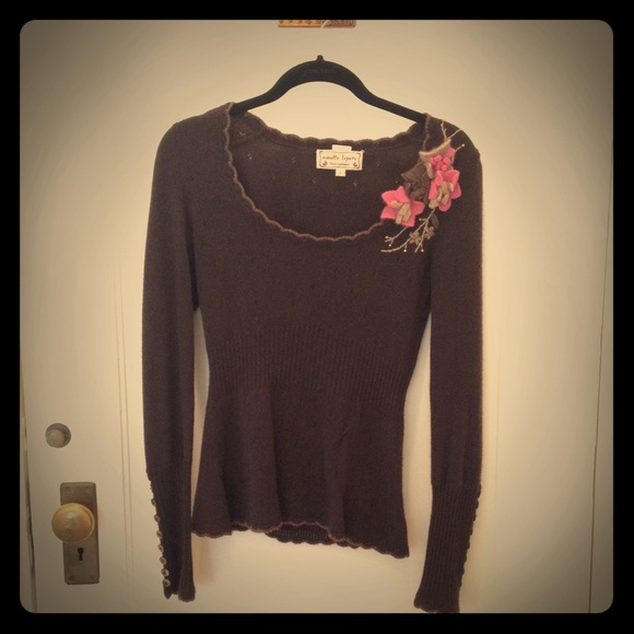 Nanette Lepore Pure Cashmere Brown Sweater