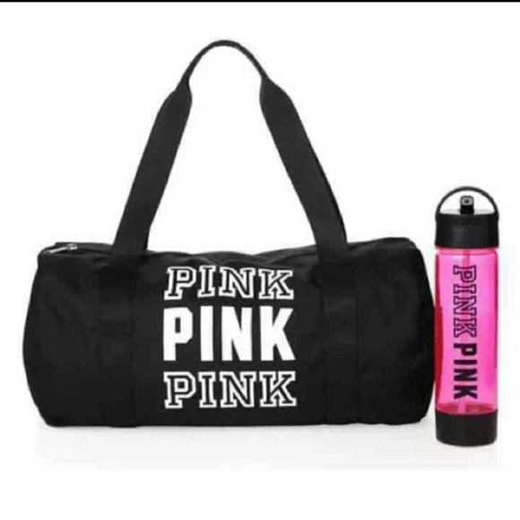 Vs pink duffle bag & water bottle