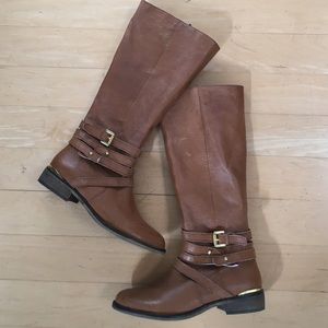 Brown vegan riding boots