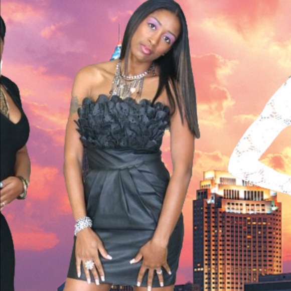 Vegan black leather dress