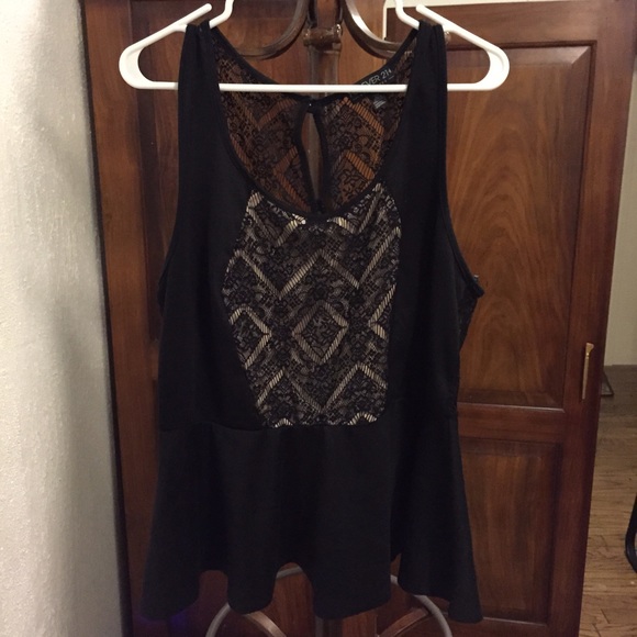 Black lace peplum shirt