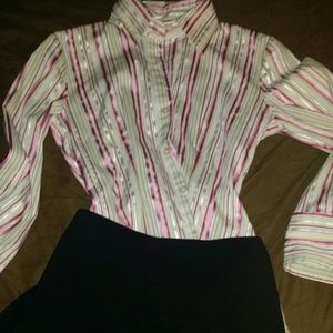 🎀Pink stripped button down 3/4 sleeve