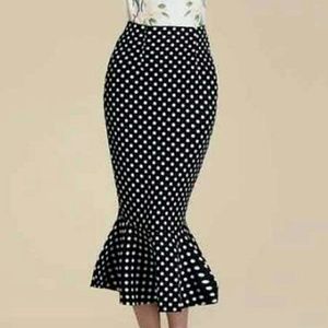 Polka dot Mermaid Midi Skirt