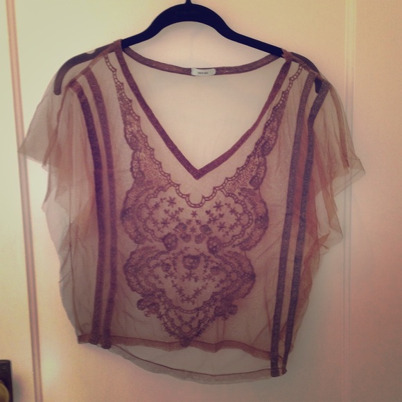 Sheer lace embroidered blouse