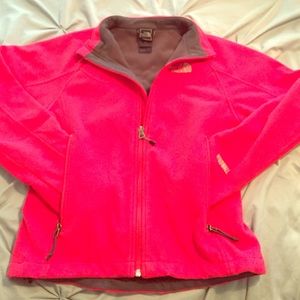 Pink north face wind wall jacket