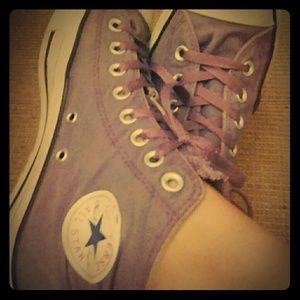 Purple High-top Converse shoes