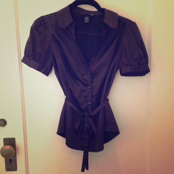 Black satin blouse