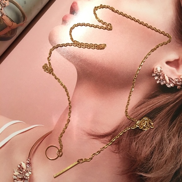 Gold Minimalist Lariat Necklace - Picture 2 of 6