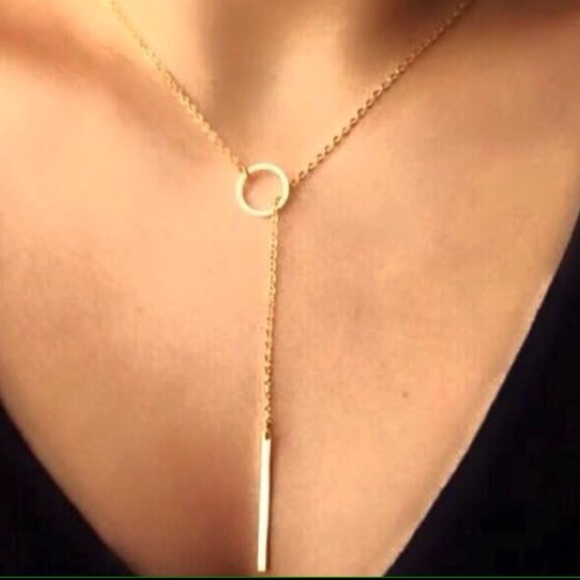 Gold Minimalist Lariat Necklace - Picture 5 of 6