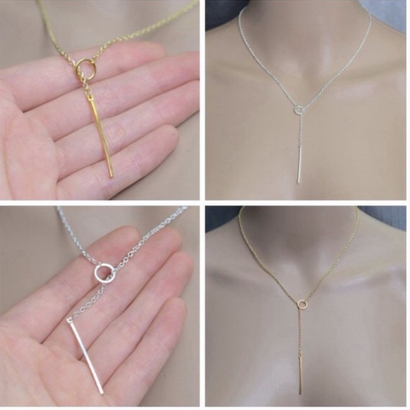 Gold Minimalist Lariat Necklace - Picture 6 of 6
