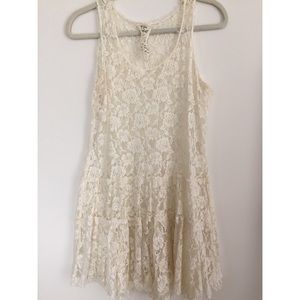 Free People cream lace slip dress