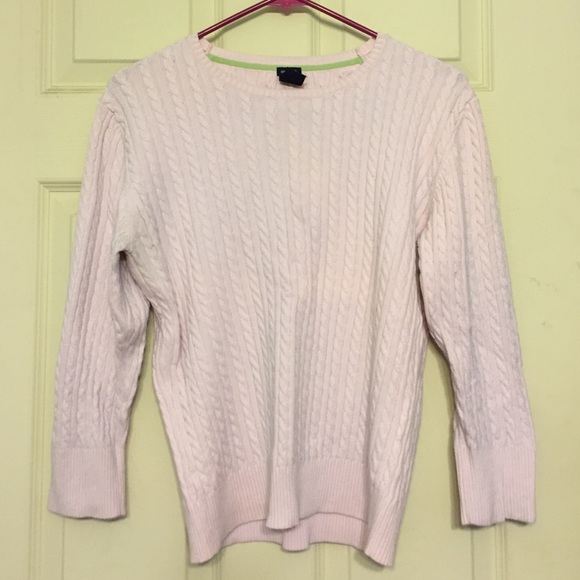 Gap pale pink, 3/4 sleeve cable knit sweater