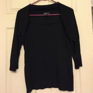AB black shiny sweater. Interesting neckline.