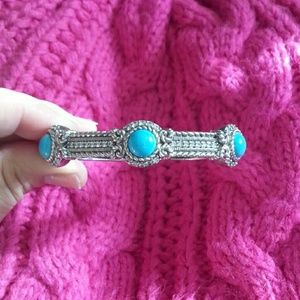 Judith Ripka Diamonique & Genuine Turquoise Bangle